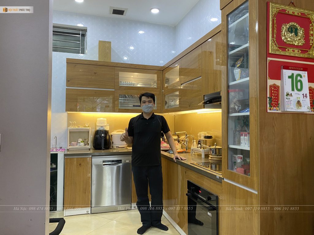 Công trình tủ bếp Acrylic nhà chị Oanh - Cầu Giấy - Hà Nội 