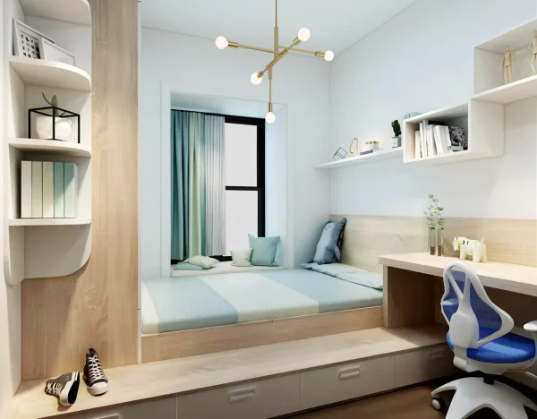 Một chiếc phòng ngủ nhỏ nhưng vẫn đầy đủ công năng